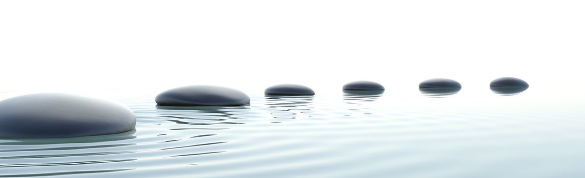 Stepping stones across a pond