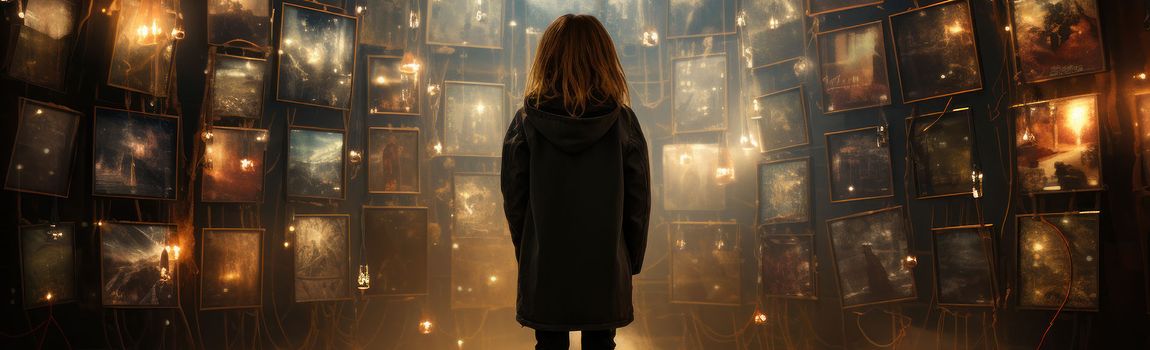 AI Generated image of a child looking at mirrors