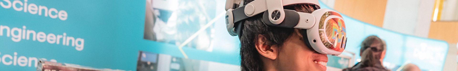 student at TU Dublin Open Day using a VR headset
