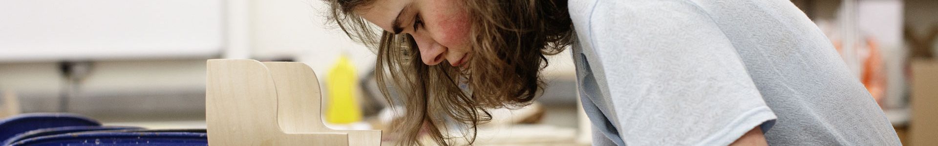 Student making an interior design piece