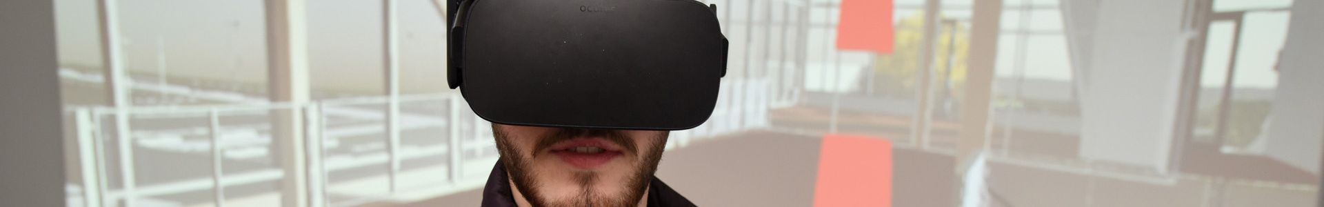 Student wearing virtual reality headset