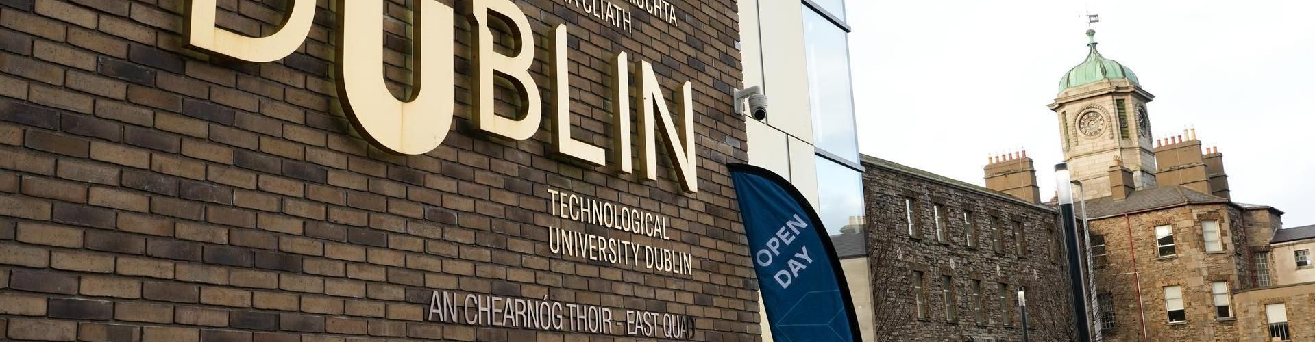 open days banner waving at grangegorman campus