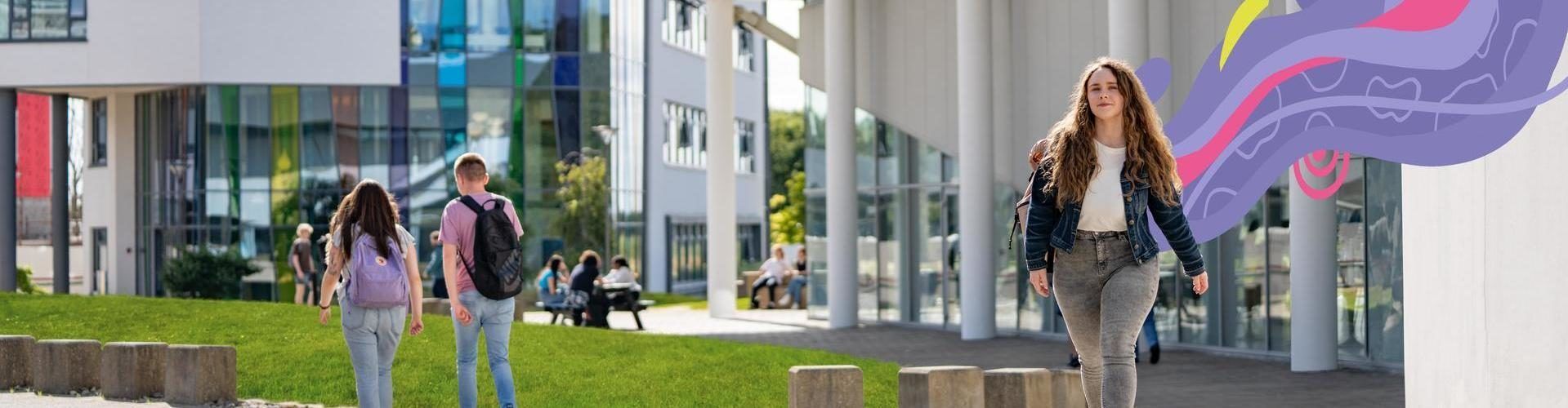 student walking through tu dublin campus