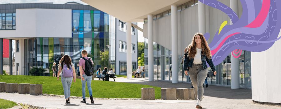 student walking through tu dublin campus