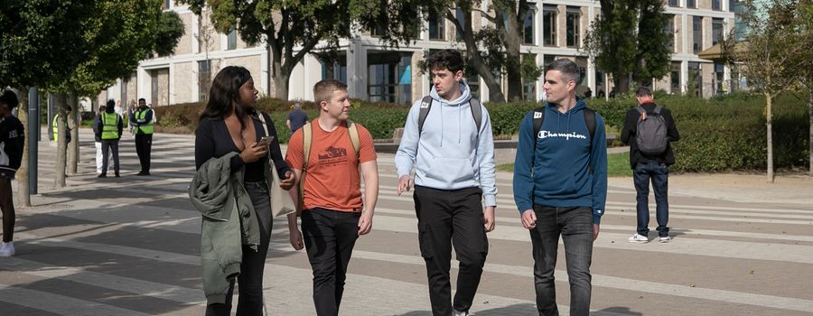 students walking across campus central quad tu dublin grangegorman