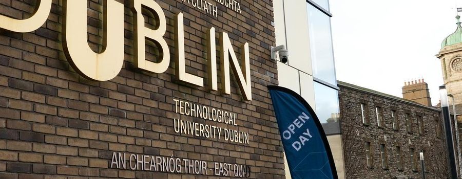 open days banner waving at grangegorman campus