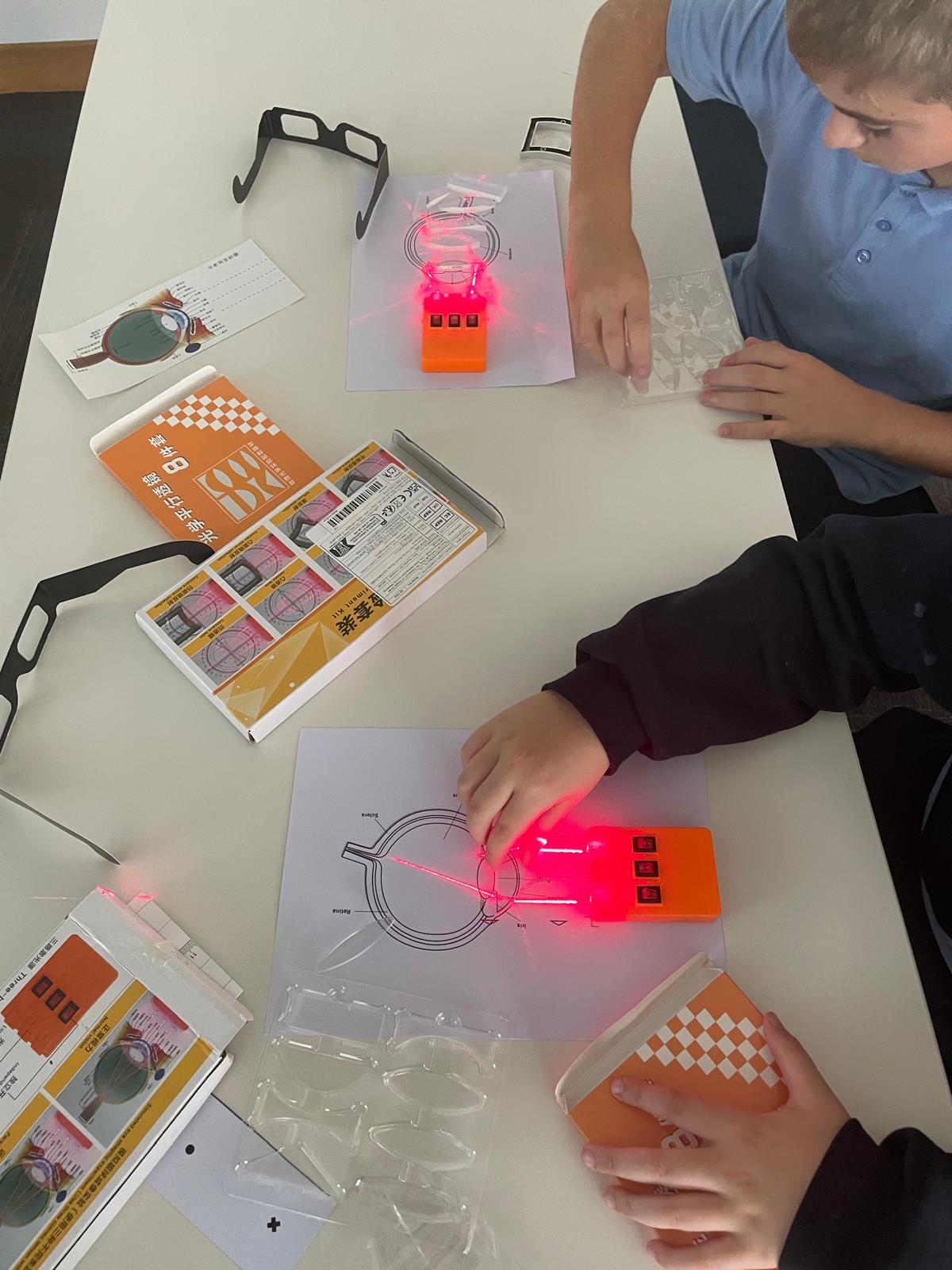 Using laser to find focal points of lenses