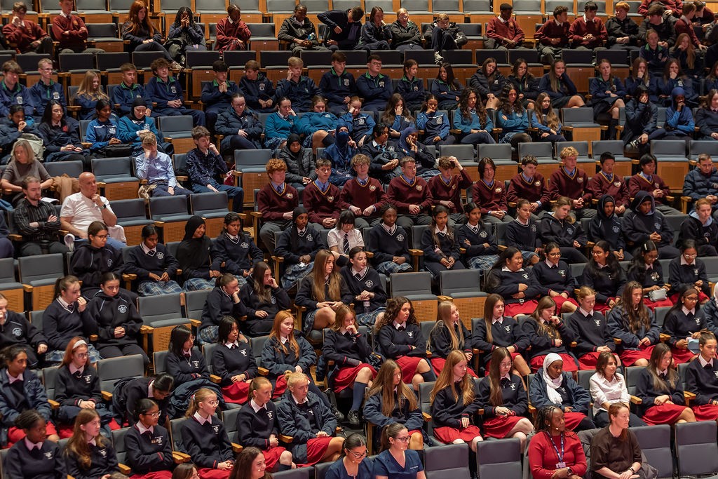 Group of TY students at Open day in TU Dublin Concert Hall