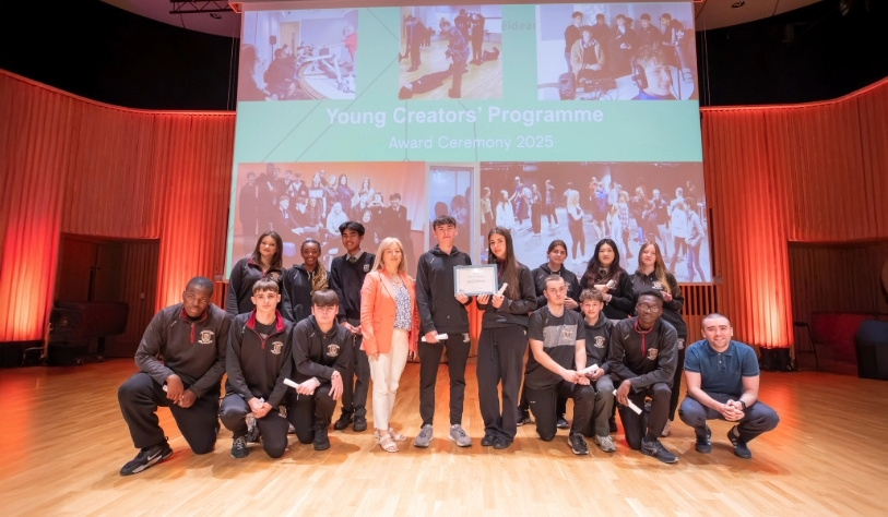 Group of TY students being presented with certificate