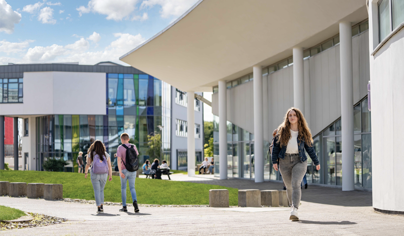 students walking to Blanchardstown campus