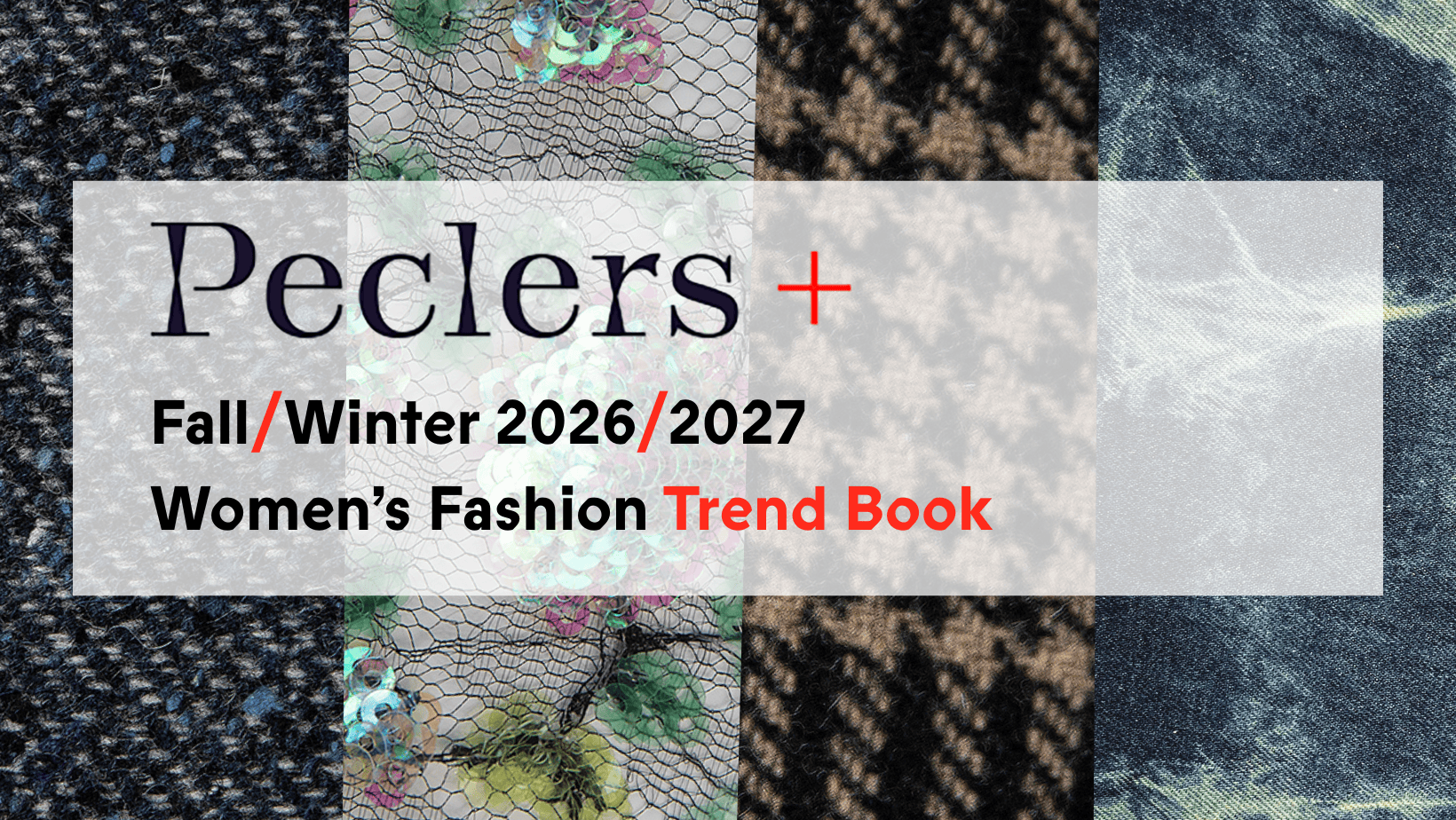 The Peclers logo layed over different fabrics