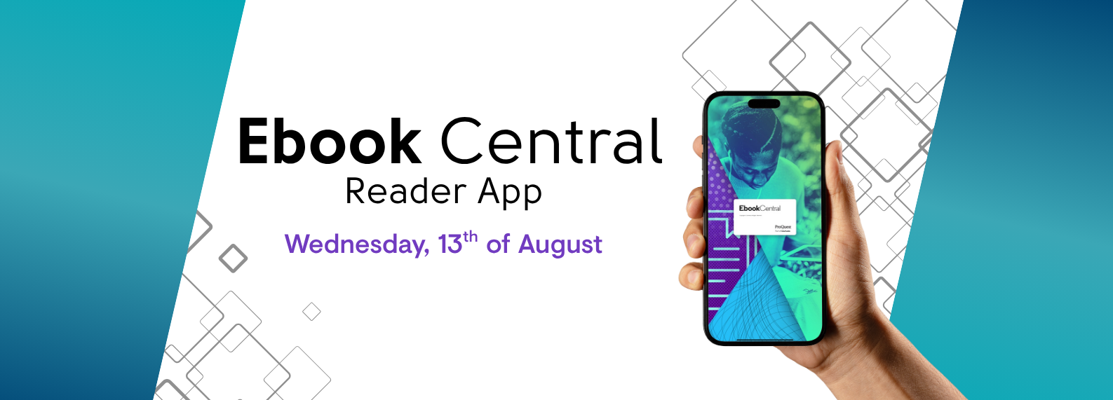 Ebook Central Reader App logo with image of mobile phone