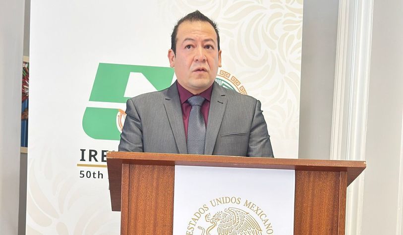 A photo of Dr Fernando Perez Tellez speaking at an event in the Mexican Embassy in Ireland