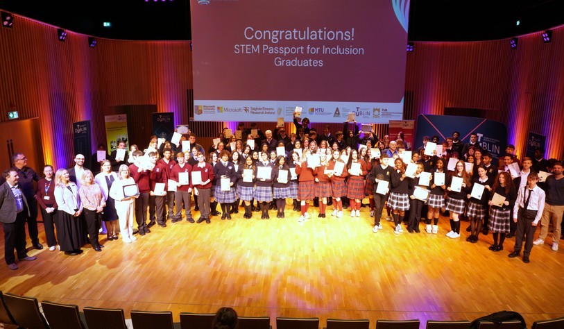 STEM Passport for Inclusion graduates celebrate their achievements at the graduation ceremony in TU Dublin’s East Quad, Grangegorman, on 19 October.