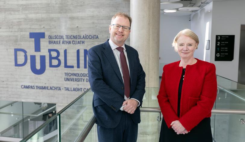 Minister James Lawless and Dr Deirdre Lillis at Áras Thuaidh launch on our Tallaght Campus