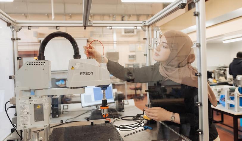 Photos of students in the Automation Lab (Robotics) Bolton Street.