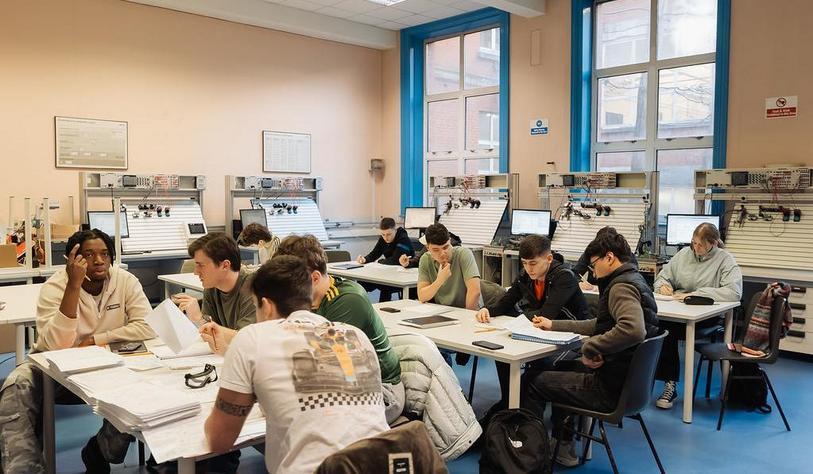 A group of students working together in a studio in Bolton Street