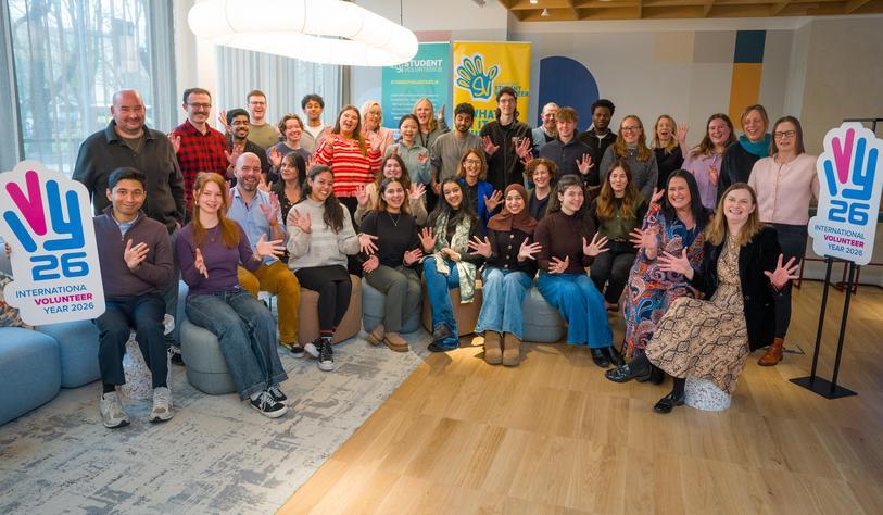 Students at a volunteering event