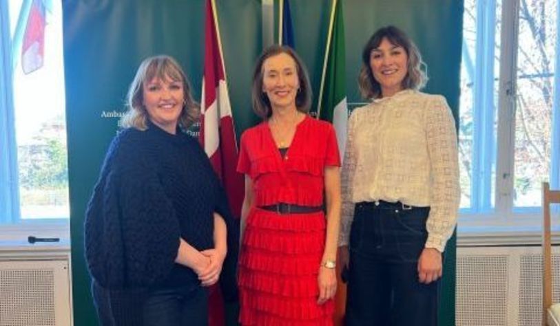 Dr Dee Duffy and Katriona Flynn with the Ambassador of Ireland to Denmark