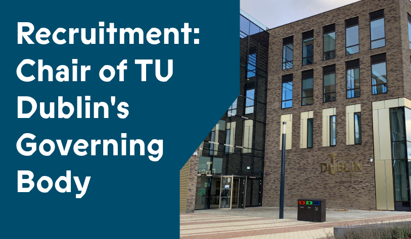 Building at TU DUblin Grangegorman with writing advertising recruitment