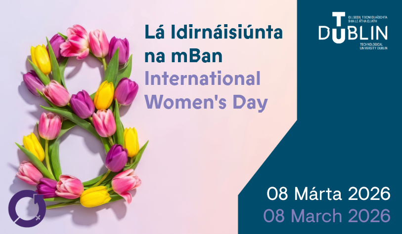 Colorful tulips form a number eight on a pastel background. Text reads 